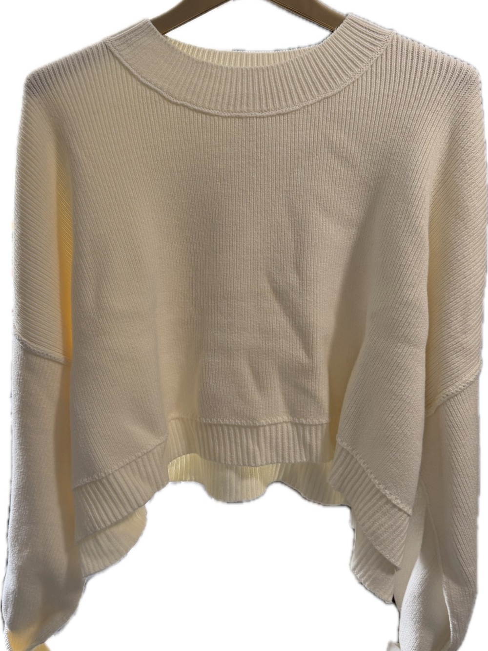 Free People Cream Crewneck Women's Sweater - Lightweight Rib Knit